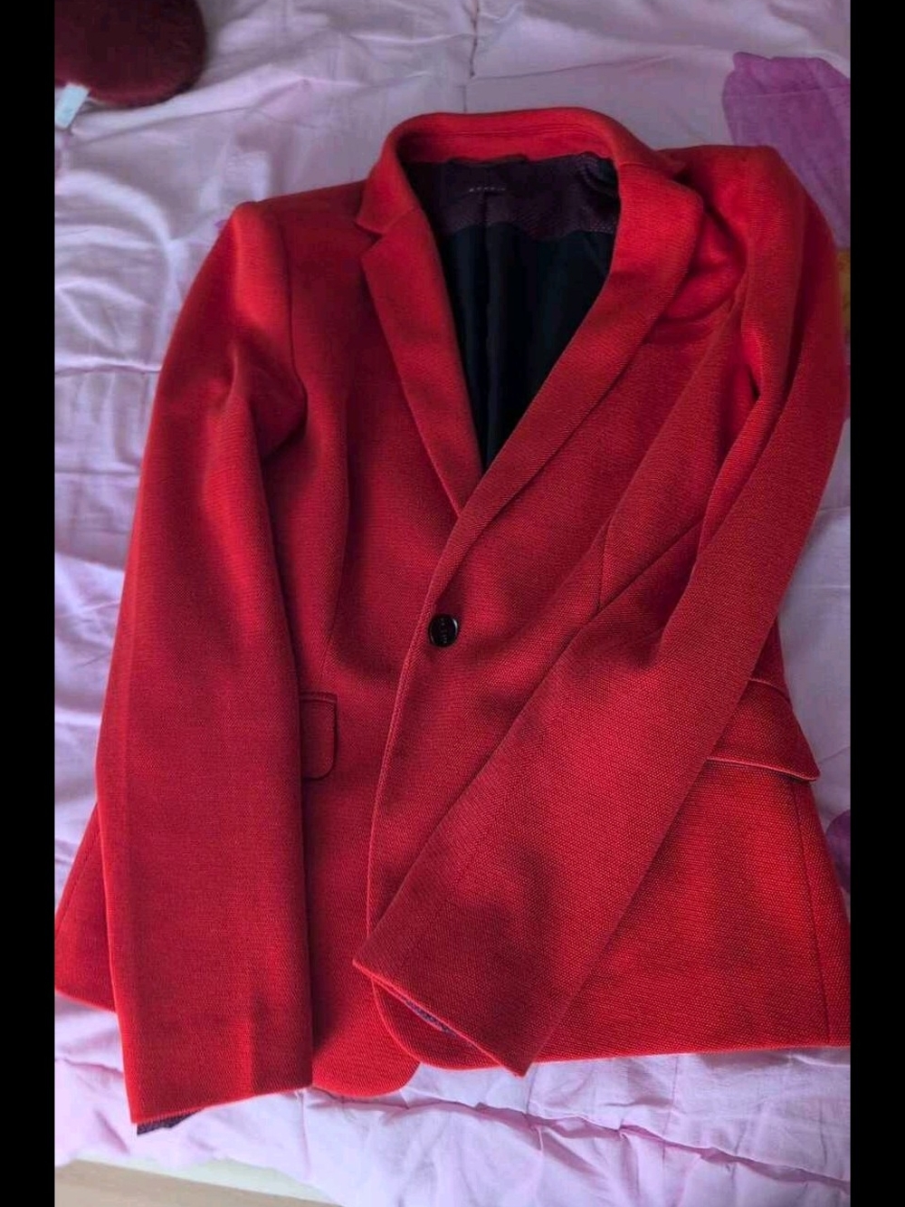 Red Woman's Single-Breasted Blazer